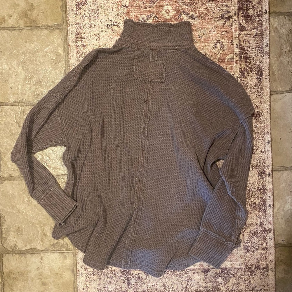 Brown Waffle Knit Rae Mode Long Sleeve Top, Women’s Size L - Picture 2 of 7